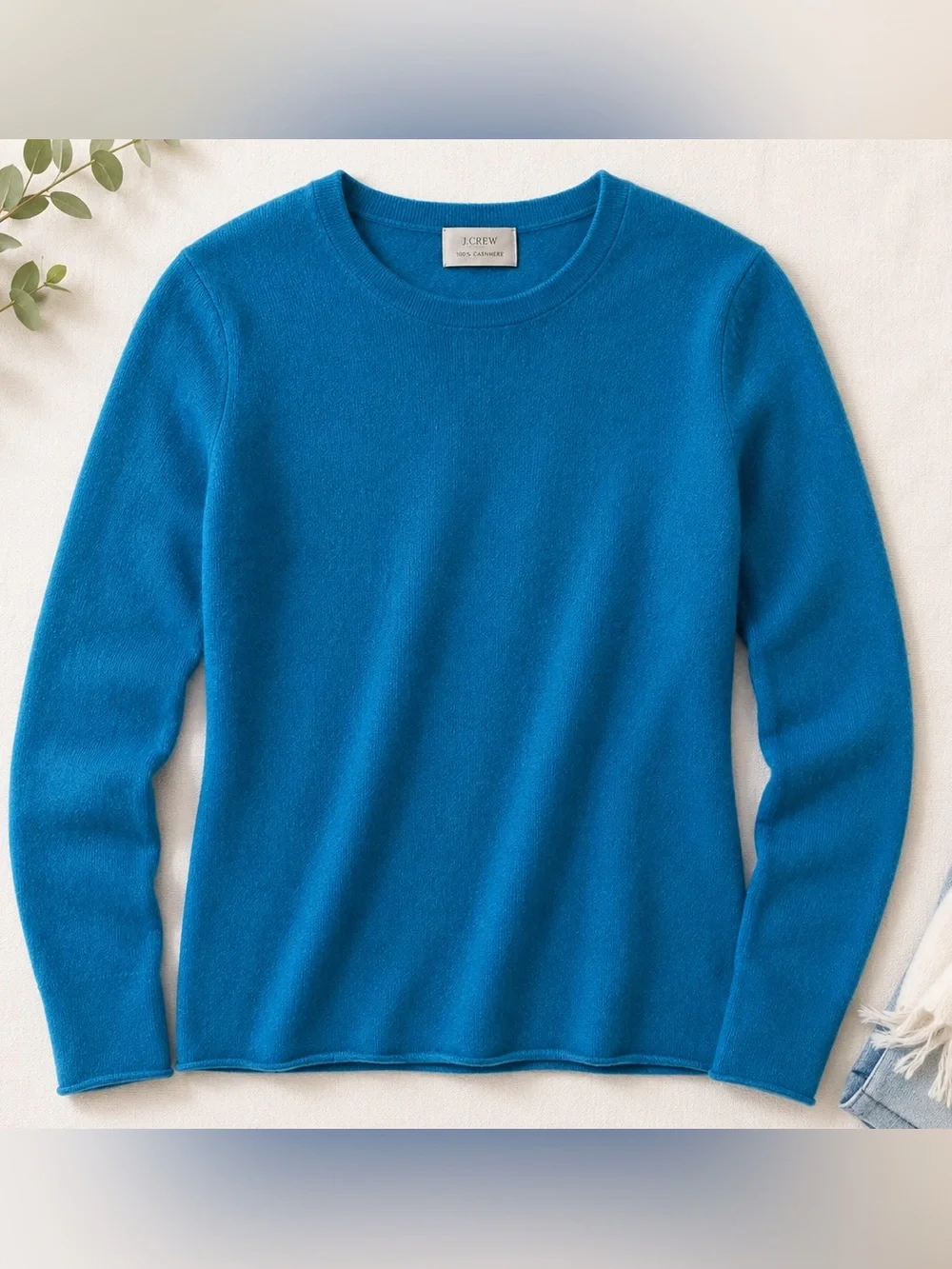 J.Crew 100% Cashmere Crewneck Sweater Blue Teal for Spring, S - Picture 1 of 6